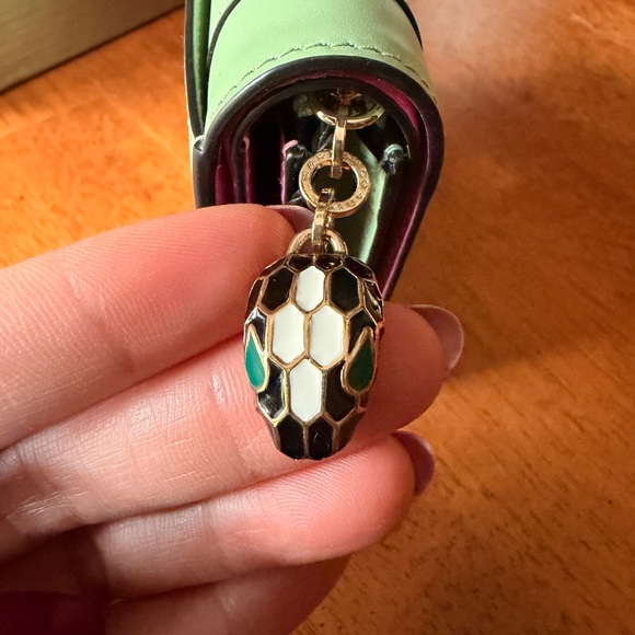 Bulgari Serpenti Forever Compact Wallet Green Pink w/ Box Authentic - Picture 2 of 7